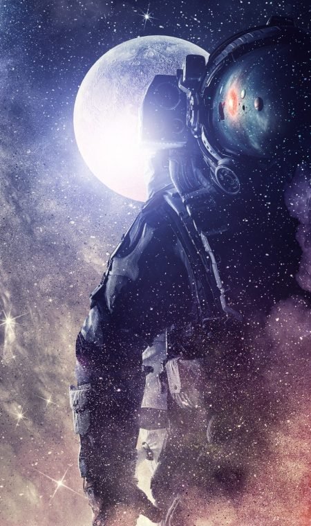 Spaceman,And,Fullmoon.,Mixed,Media
